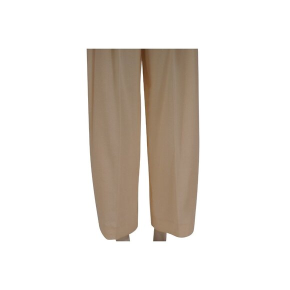 Christian Dior Womens Wide Leg Pants US 12 Cream Tan Wool High Waist Trousers - Picture 4 of 16